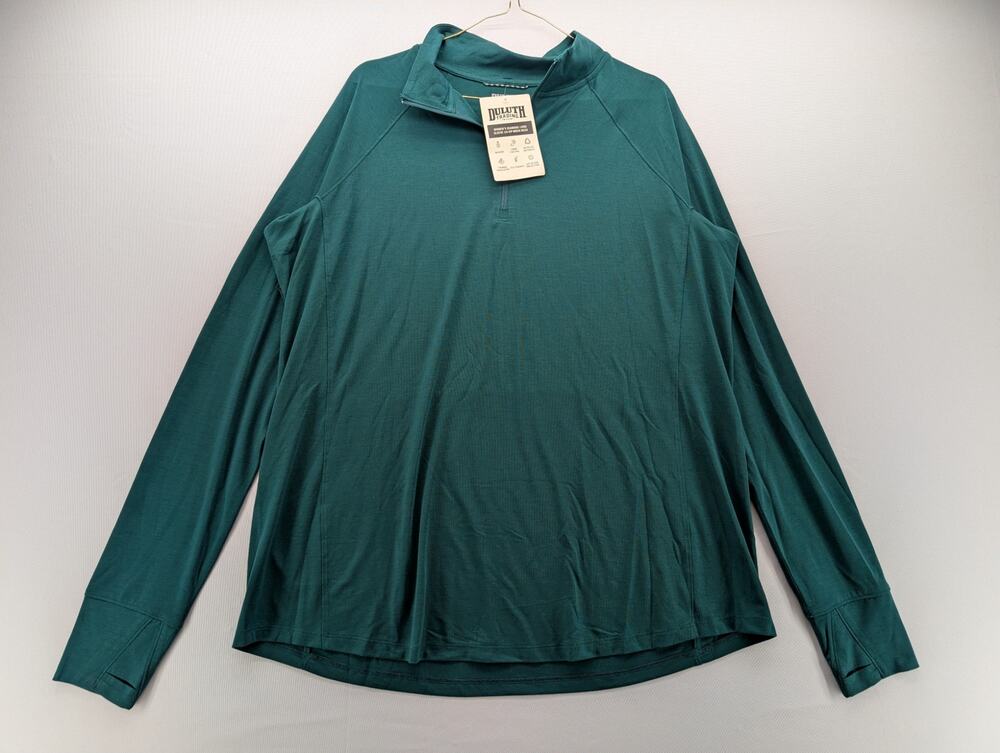 NWT Duluth Trading Co Women's Seawool Long Sleeve 1/4 Zip Mockneck in Pine sz XL